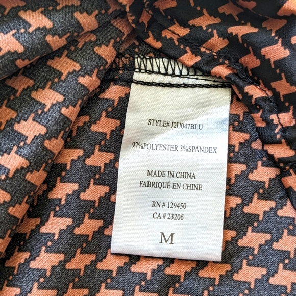 Blouse/Top. Size M. Long-sleeved, cuffed top. Como Blum Brown and Black. - Picture 7 of 9